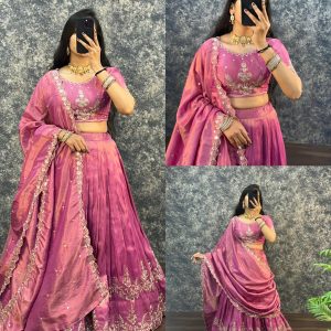 Tissue Embroidery Lehenga