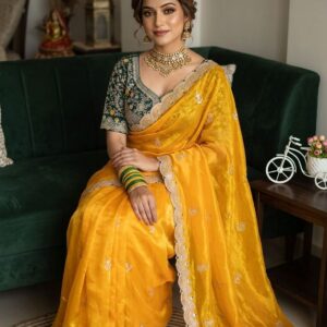 Space silk heavy designer saree