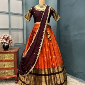 Fully stitched kanjivaram silk lehenga