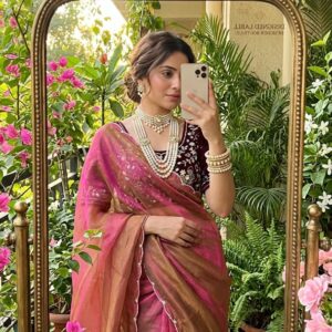 Fendy satin cutdana khatli moti work saree