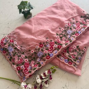 Tebby organza scalp border saree