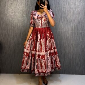 Maslin fabric kalamkari print frock