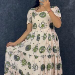 Muggu print stylish Midi frock👗