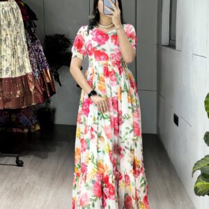 Pastel floral print kurthi